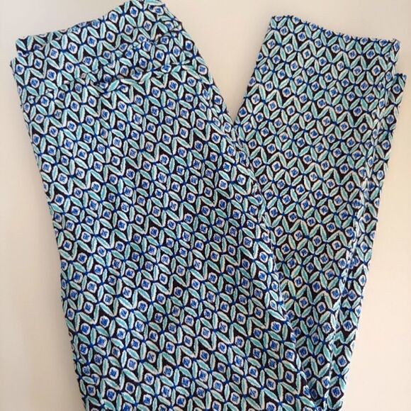 Chico's Pull-On Elastic Waist Pants Blue and White Front pockets (0R) Size 4 - Picture 1 of 5